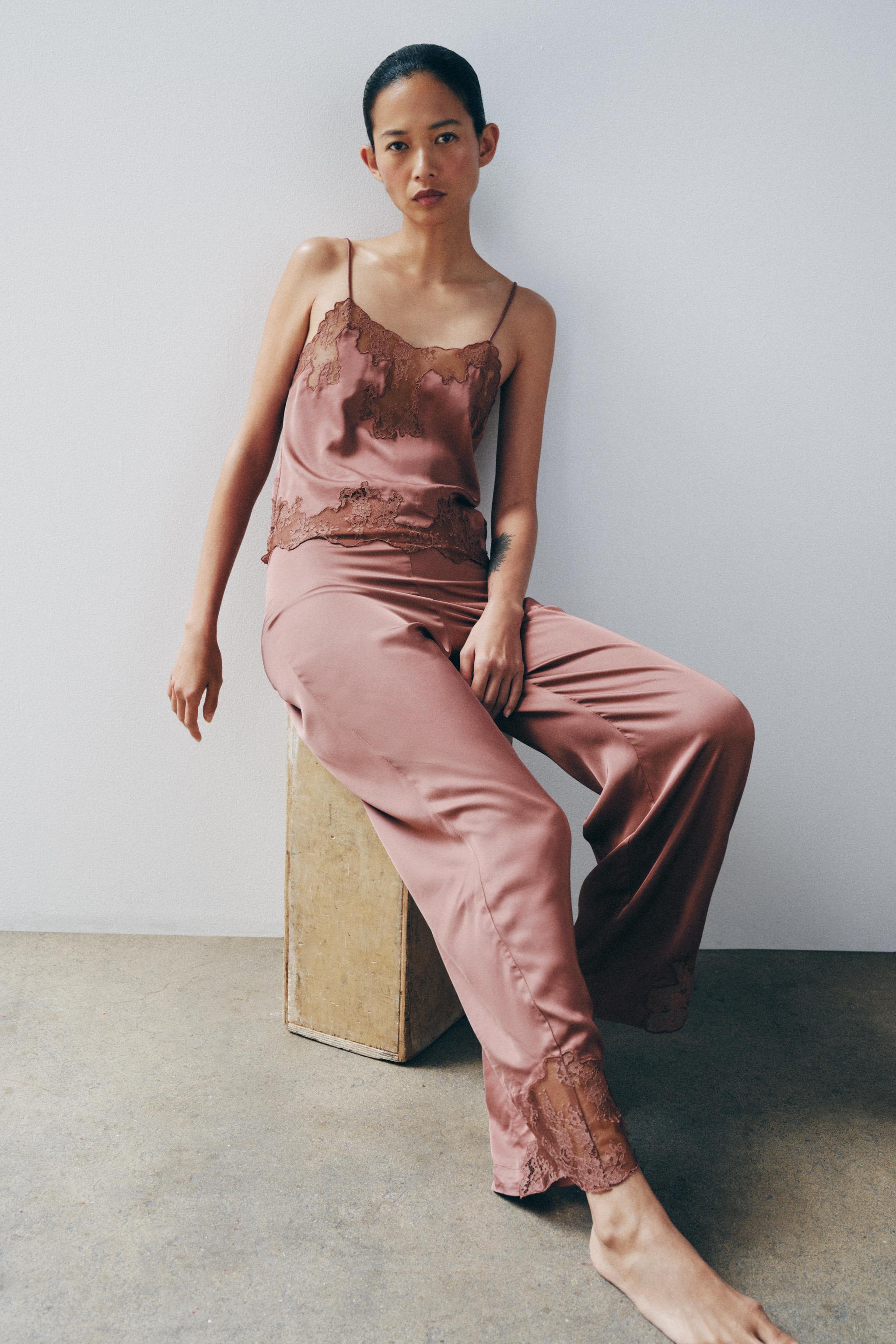 SATIN LACE PAJAMA TROUSERS